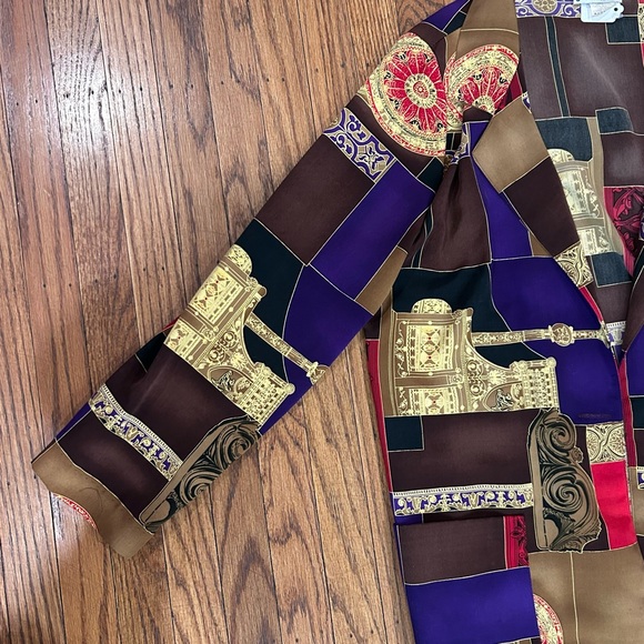 Vintage Patchwork Button-Up Blazer in Purple, Brown & Gold - size M - Picture 7 of 8